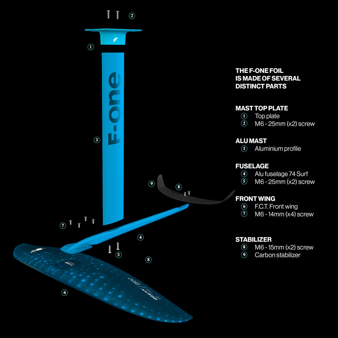 F-One Gravity Foil Complete FCT 1800cm2 - Alloy 85cm Mast & Alu fusealge 74 Surf