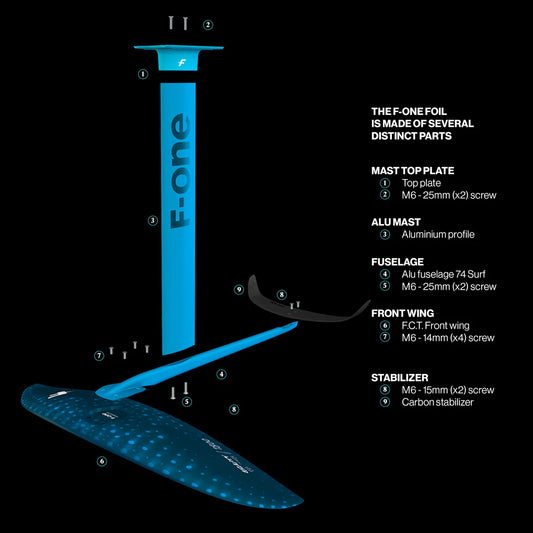 F-One Gravity Foil Complete FCT  1800cm2 - Alloy 85cm Mast & Alu fusealge 74 Surf
